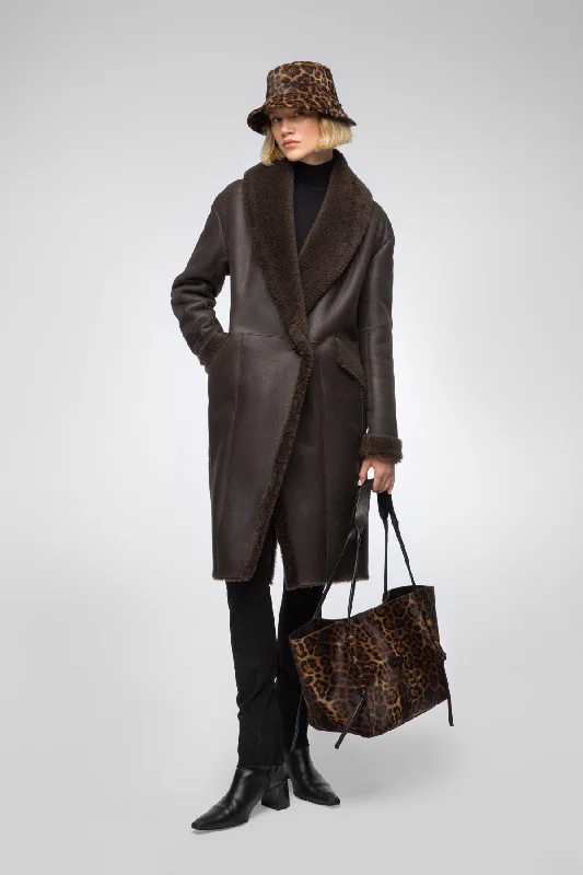 long-sleeve winter jacketMurielle - Brown Bitter Shearling Coat