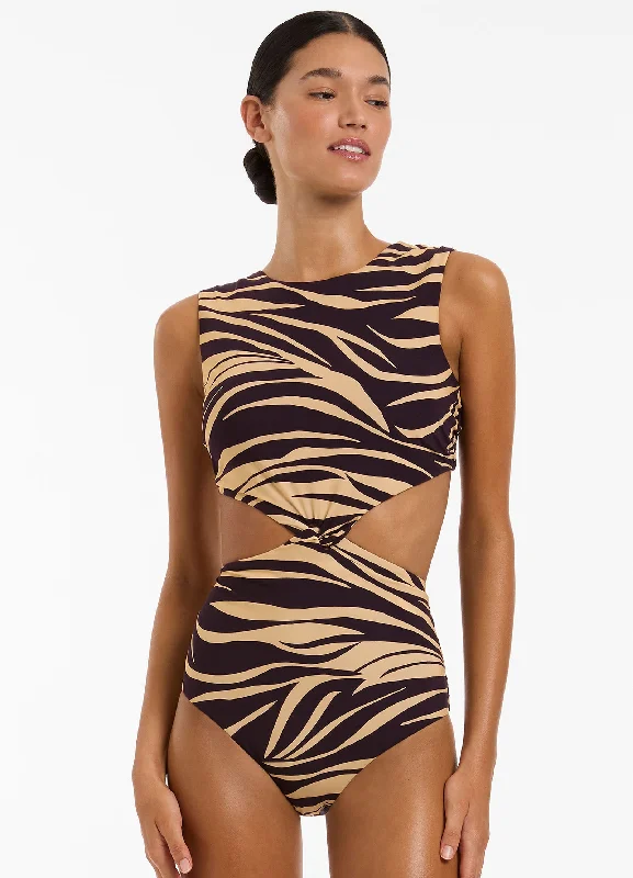 Discount Mania Fine Lines Twist Tank One Piece - Port
