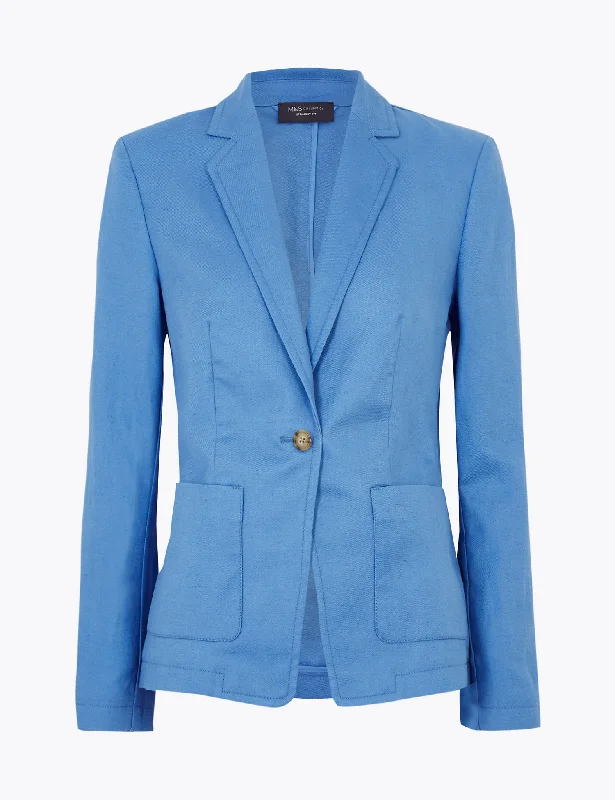 Big Savings Linen Straight Single Breasted Blazer