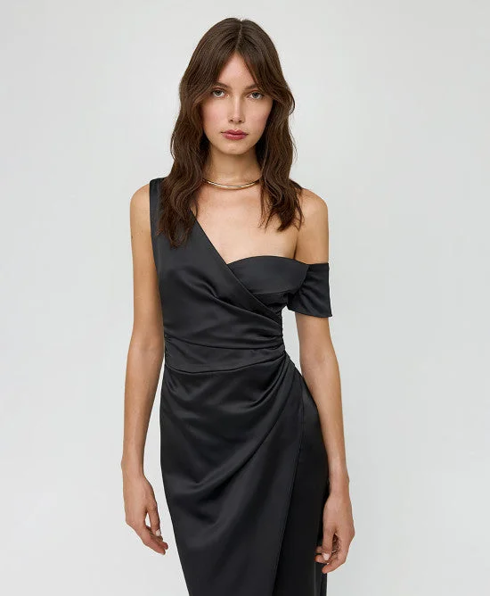 summer dressAccess Fashion Satin Long Black Dress