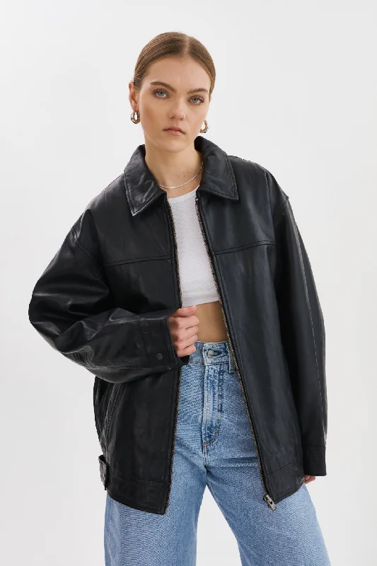 Final Clearance THEIA | Leather Bomber Jacket