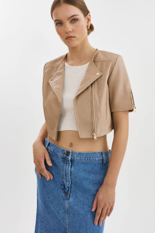 Reduced Prices KIRSI GOLD | Cropped Biker Jacket