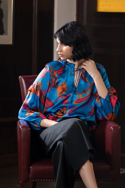 Super Bargain Emily Lovelock Blue Bamberg Satin Top
