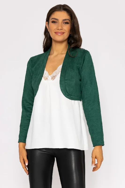 Must-Have Deals Suede Bolero in Bottle Green