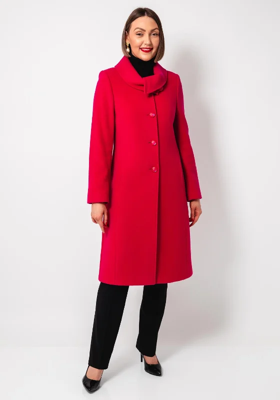 Year-End Sale Christina Felix Wool Rich Shawl Collar Long Coat, Pink