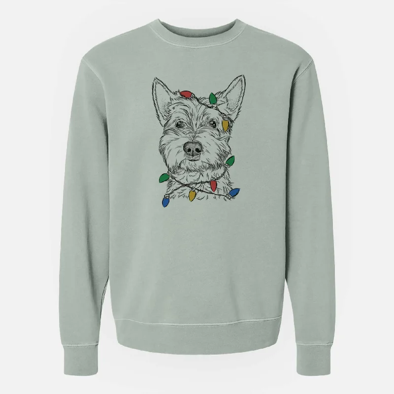 workout-ready hoodieChristmas Lights Grizel the West Highland Terrier - Unisex Pigment Dyed Crew Sweatshirt