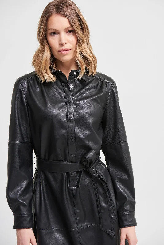Instant Discount Joseph Ribkoff Faux Leather Shirt Dress