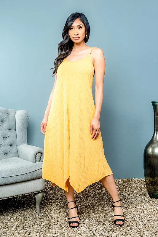 Special Savings Adjustable Spaghetti Strap Ribbed Dress With Handkerchief Hem* (KD5957EY)