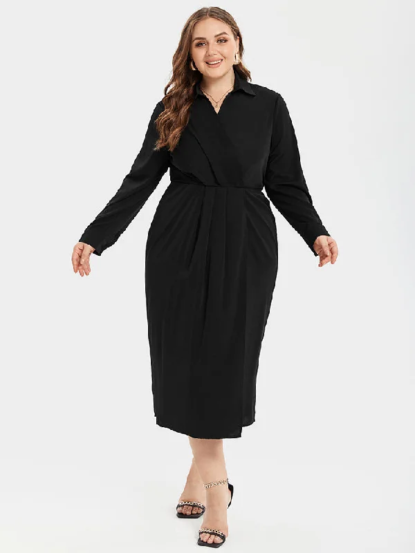 mini dressSolid Ruched Shirt Midi Dress