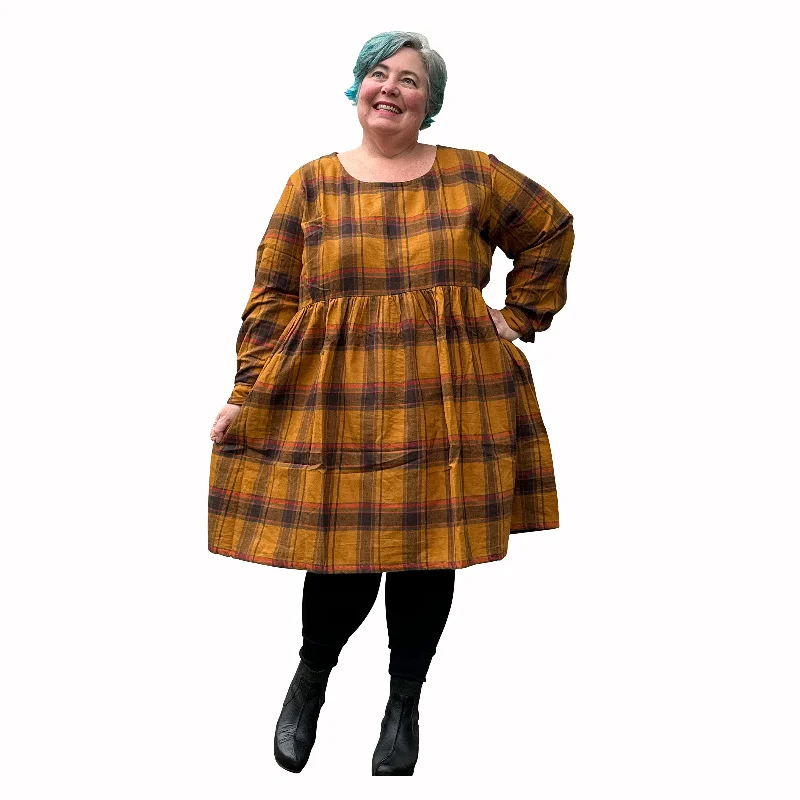 wool dressWinter Sally Dress in Pumpkin | Made to order Plus Size Dress with Pockets