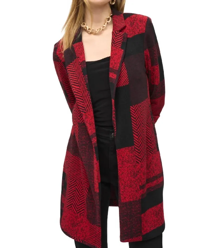 Huge Discounts Business Notched Collar Blazer In Black/red