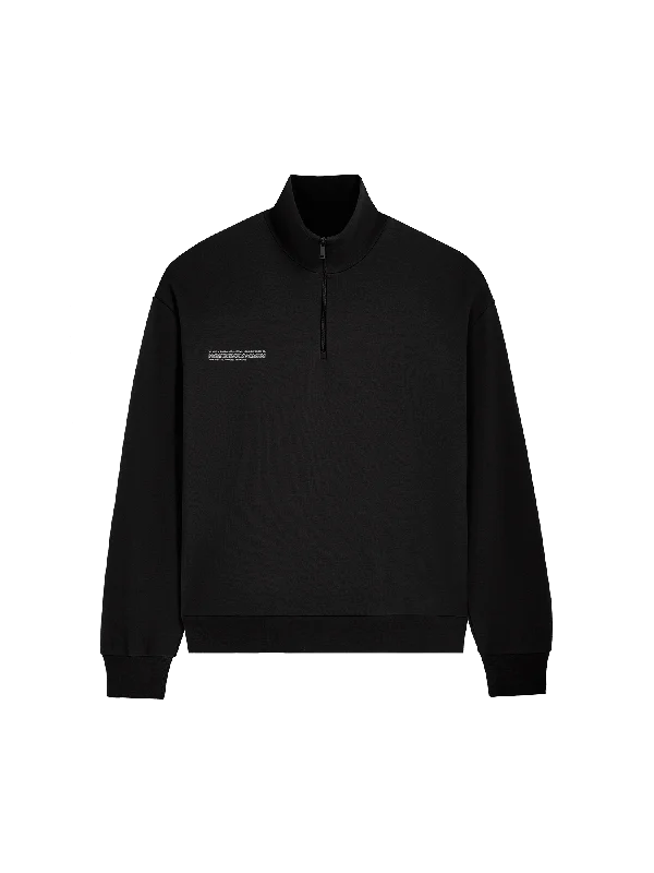 Hurry In Womens Double Jersey Half Zip Sweatshirt—black