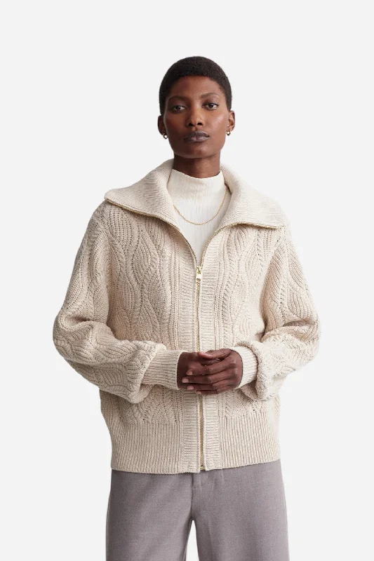 long coatVarley Lando Full Zip Knit in Birch