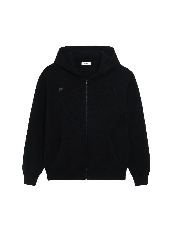 New Markdowns Womens Recycled Cashmere Zipped Hoodie—black