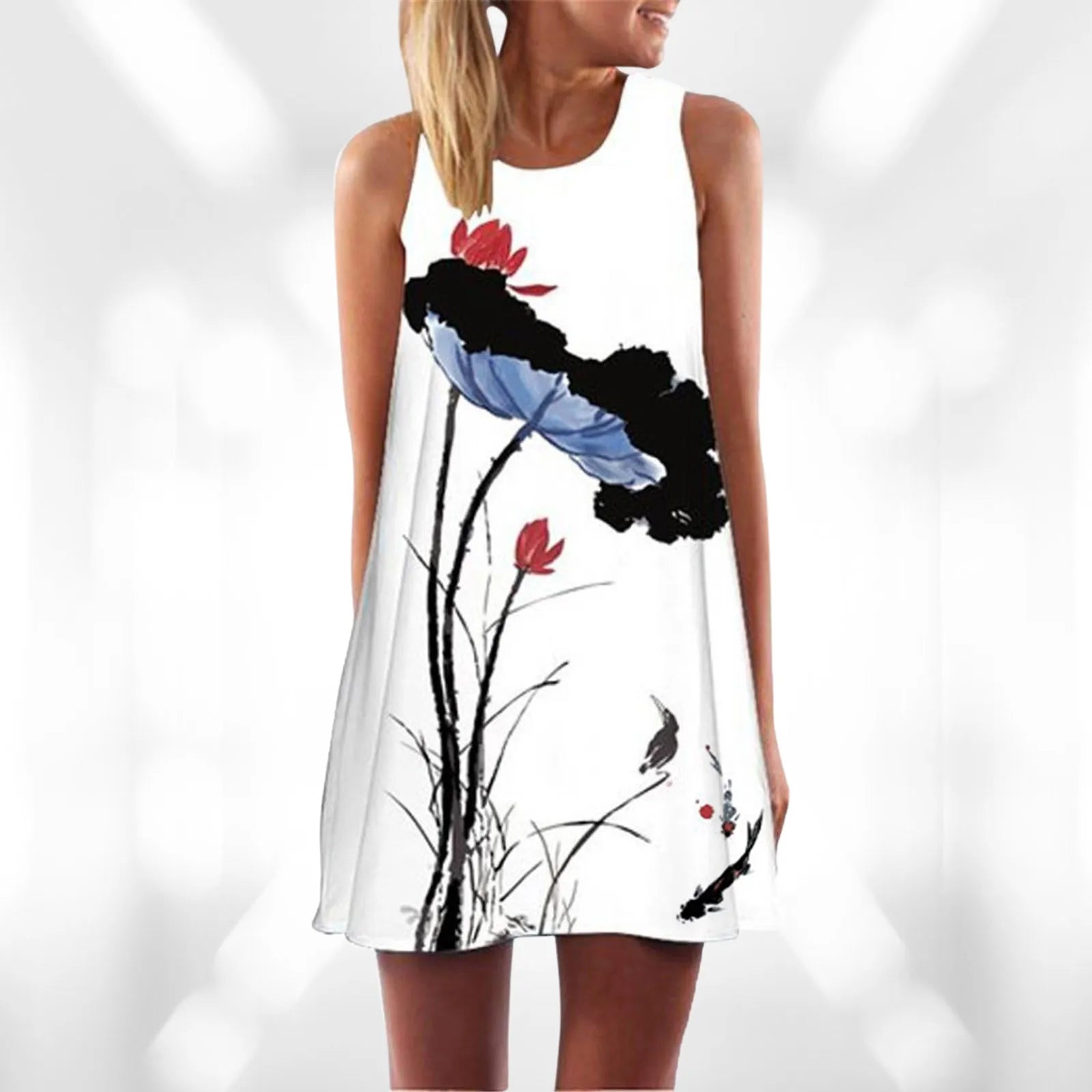 Limited Time Discount JuliaFashion - Summer Women 2024 Fashion Vintage Flower Printed SunRound Neck Sleeveless Mini Boho Elegant Ladies Dress