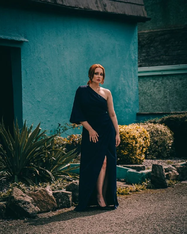 Epic Deals Access Fashion Navy One Shoulder Maxi Dress