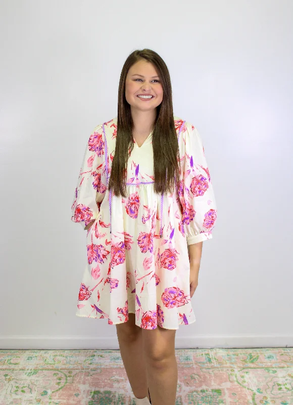 Take Advantage Pink Floral Babydoll Dress RTS