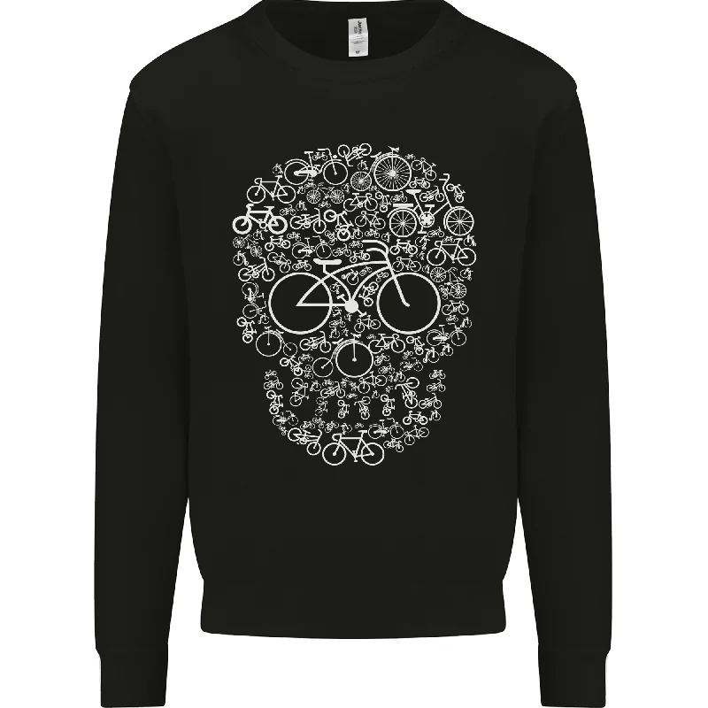 trendy gym wear hoodieA Skull Made with Bicycles Cyclist Cycling Mens Sweatshirt Jumper