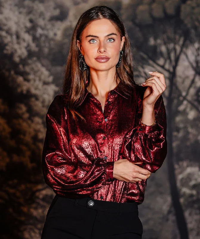 bohemian dressEsqualo Red Foil Shirt Blouse