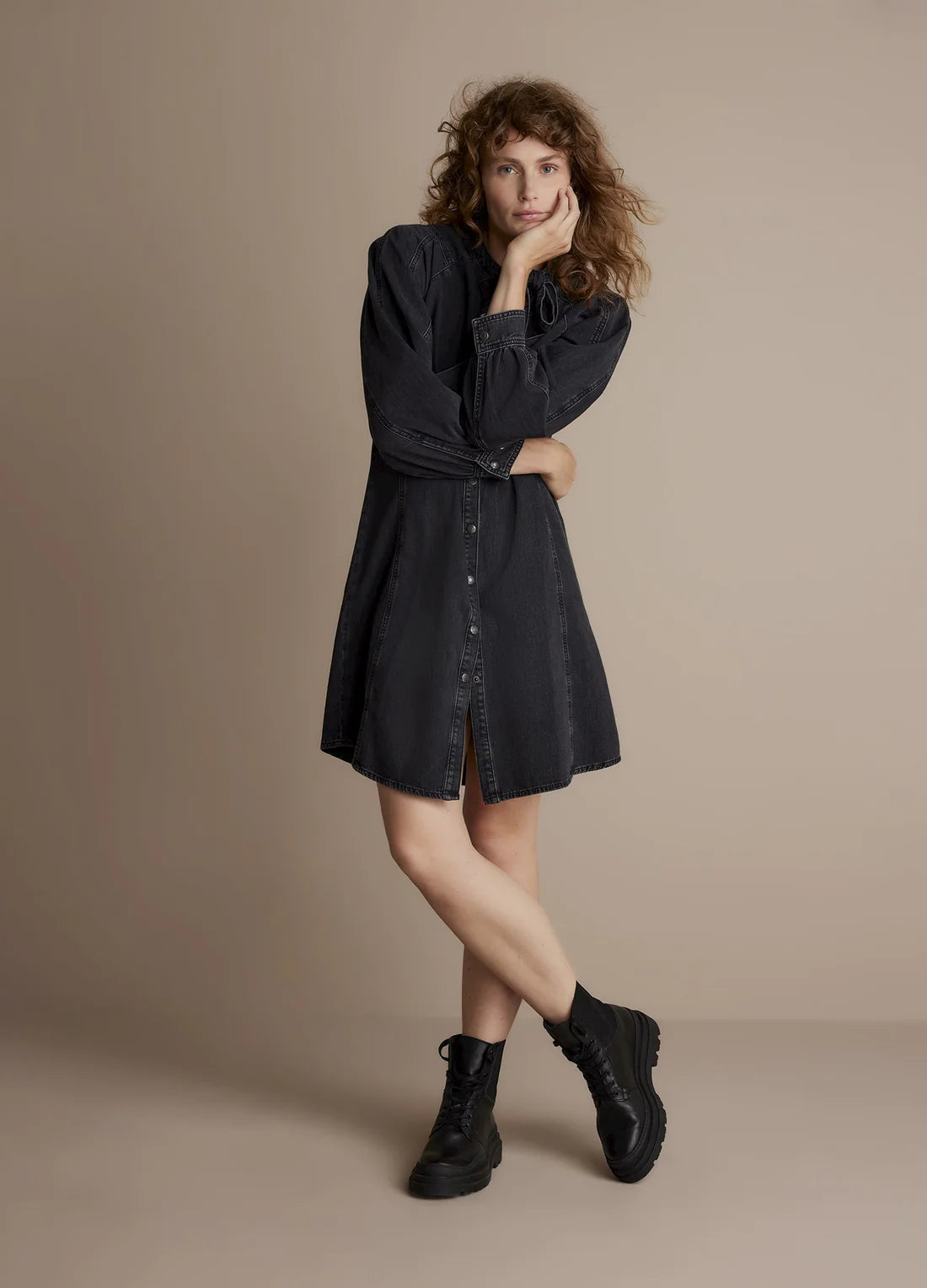 Great Deals Summum Black Charcoal Denim Bow Dress