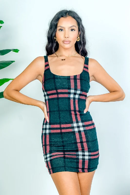 floral wrap dressPreppy Green and Red Plaid Sleeveless Mini Dress (AD8031-3)