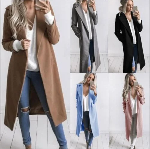 TIME-Limited Offer Fashion Women Winter Warm Wool Lapel Trench Coat Slim Outwear Overcoat