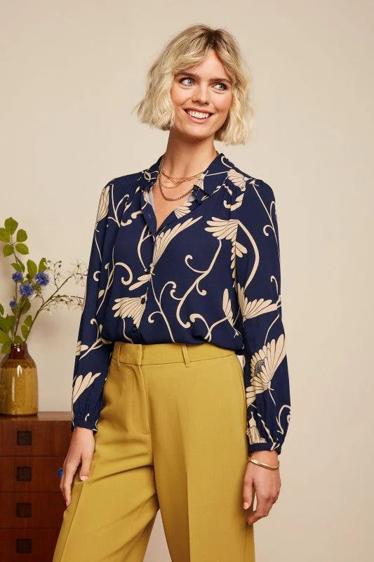 Stock Clearance KING LOUIE Evening Blue Carina Pixy Blouse