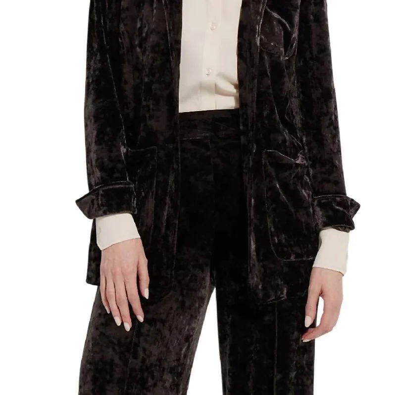 Steals and Deals Shay Crushed Velvet Suit Blazer In Double Espresso
