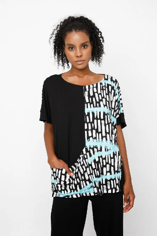 Early Bird Discount Ozai N Ku Jet Turquoise Puzzle Retouched Top