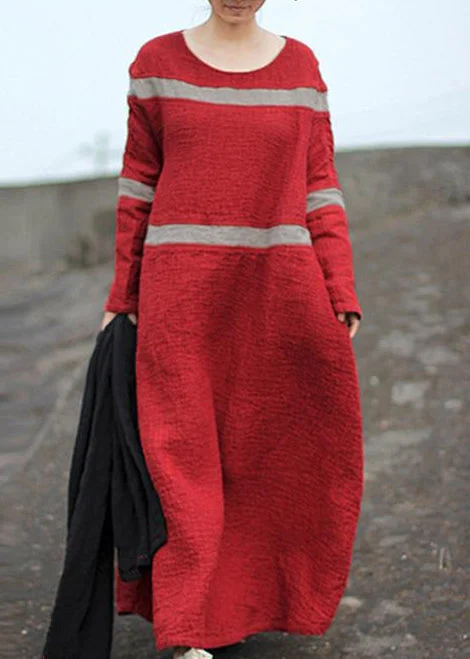 knit dressWomen Spring Contrasting Color Jacquard Stripe Maxi Dress