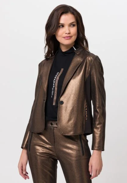 chic shift dressTuzzi Bronze Metallic Long Sleeved Jacket