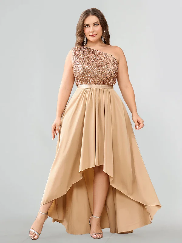 wrap-around dressSequin Patchwork One-Shoulder Bridesmaid Dresses