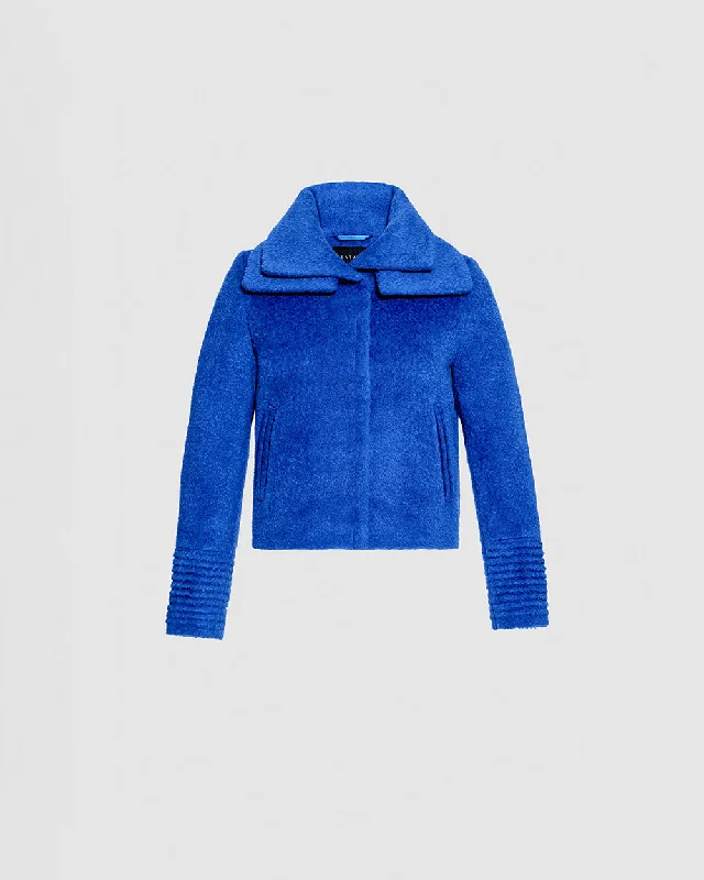 oversized puffer coatBouclé Alpaca Moto Jacket with Signature Double Collar