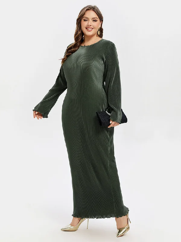 shift dressSolid Round Neck Maxi Dress