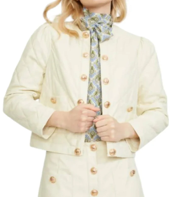 Big Discounts Vegan Leather Quilted Jacket In Cream
