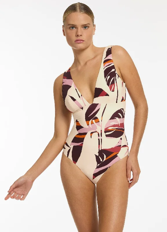 Limited Time Shadow Palm Plunge One Piece - Port