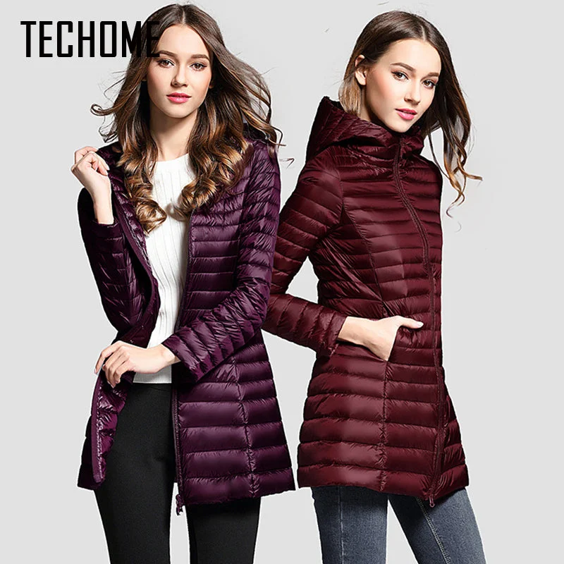 Doorbuster Deal Long Down Jacket Women Winter Down Coats Ultra Light Down Jacket Quilted Hooded Coat Women Duck Downs Jacket Coat