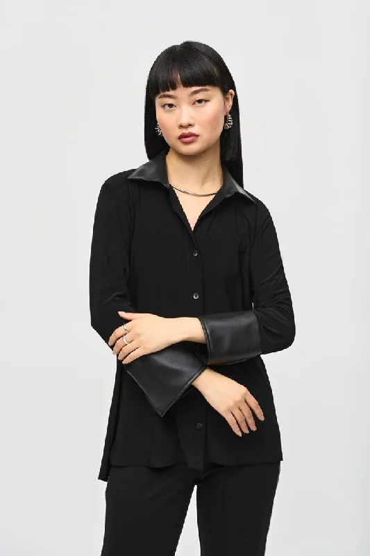 Price Break Joseph Ribkoff Black Silky Knit Fit and Flare Blouse