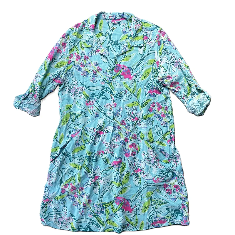 New Arrival Dress Designer By Lilly Pulitzer In Blue & Green, Size: L
