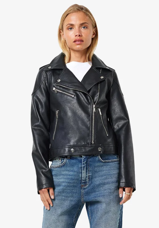 Special Promotion Noisy May Rollo Faux Leather Biker Jacket, Black