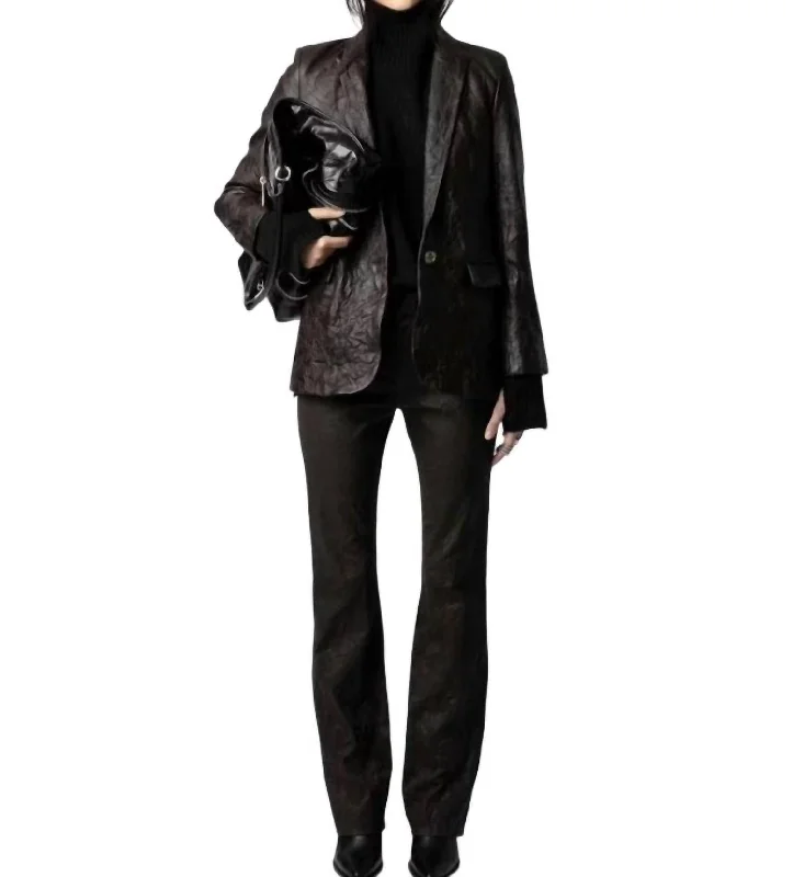 Super Sale Valse Crinkled Leather Blazer In Land