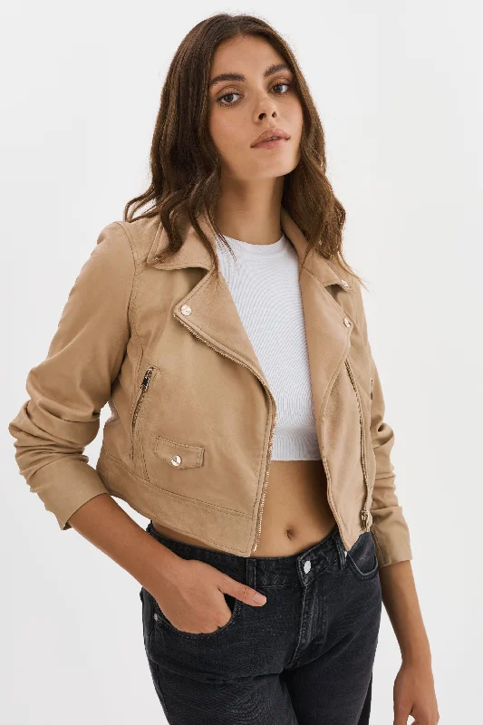 Reduced Prices JANIKA | Cropped Leather Biker Jacket