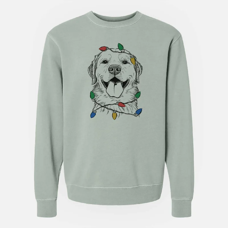 Deal Dash premium athletic sweatshirtChristmas Lights Bennett the Golden Retriever - Unisex Pigment Dyed Crew Sweatshirt Deal Dash premium athletic sweatshirtChristmas Lights Bennett the Golden Retriever - Unisex Pigment Dyed Crew Sweatshirt