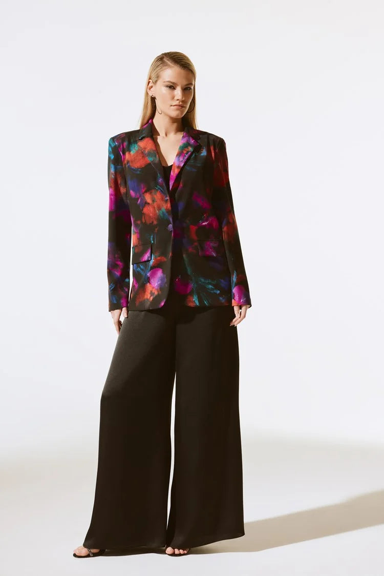 Low Prices Joseph Ribkoff Black/Multi Silky Knit Floral Print Straight Blazer