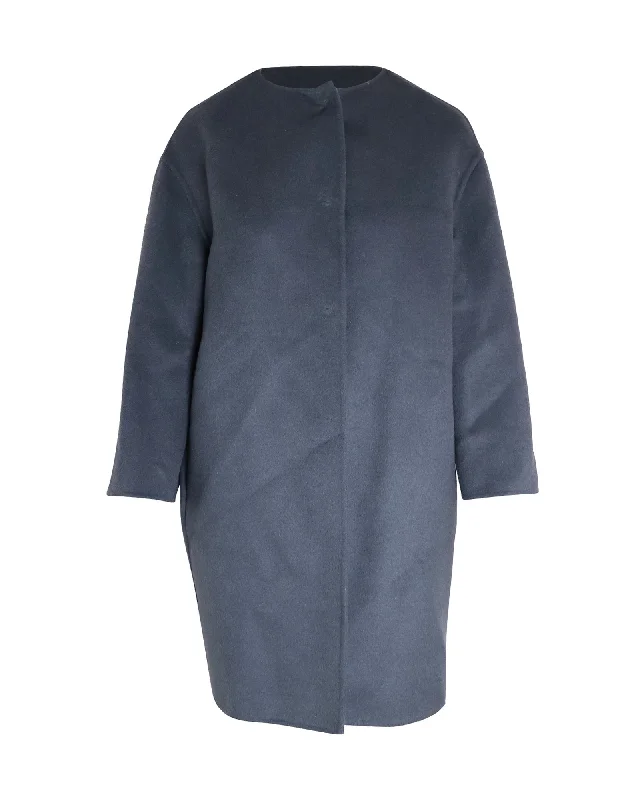 Reduced Prices Prada Cocoon Coat in Blue Virgin Wool