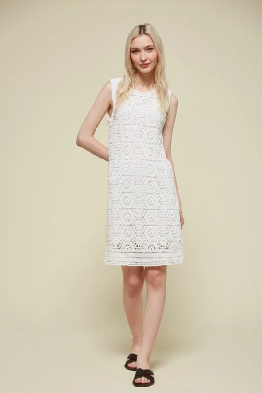 pleated dressVan-Dos Off White Crochet Dress