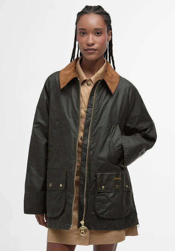 New Deals Barbour Raelynn Wax Jacket, Olive Green
