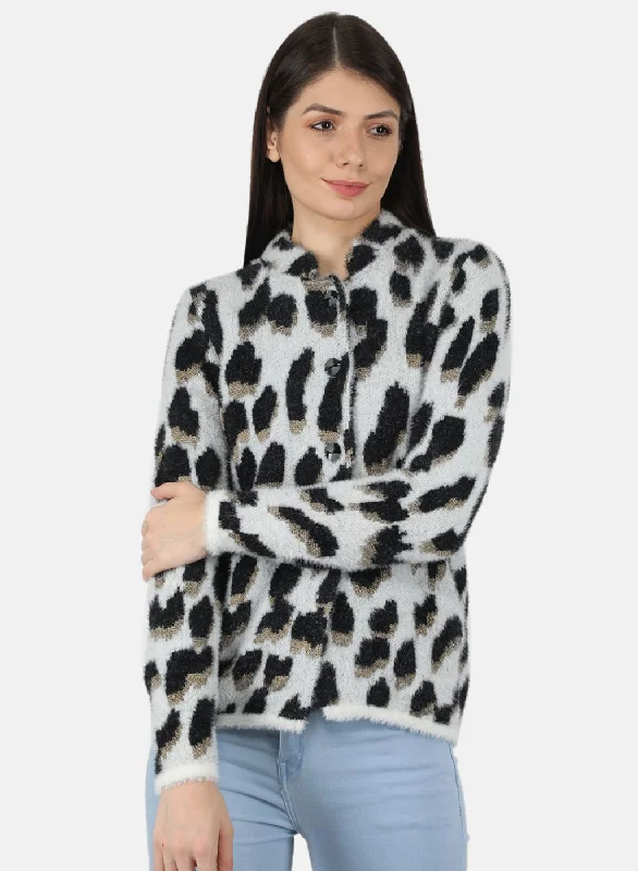 Final Sale Women White Self Design Coat