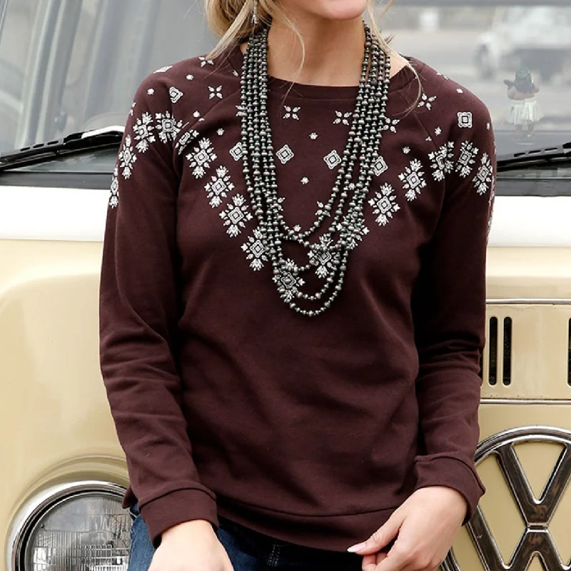 Closeout Cruel Women's Vintage Print Crew Neck Sweatshirt