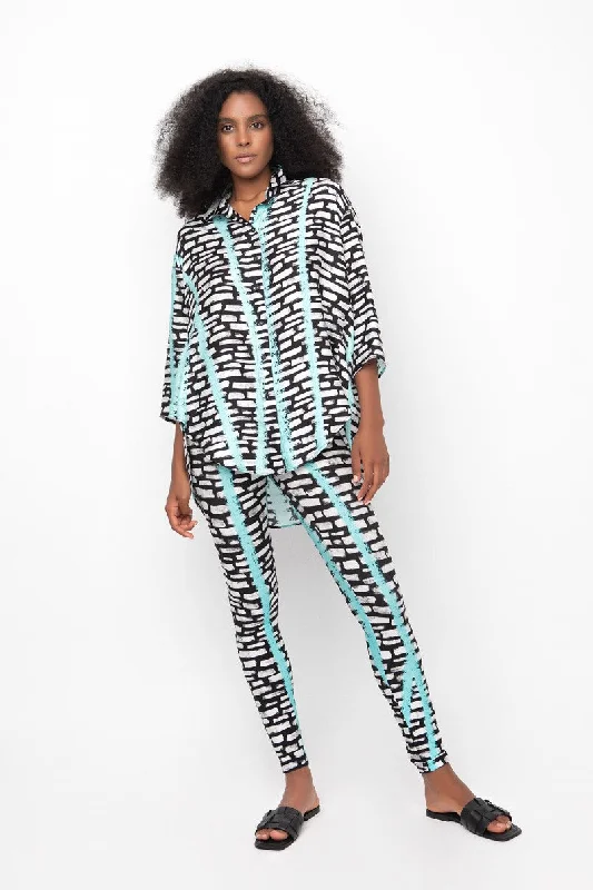Holiday Sale Ozai N Ku Jet Turquoise Puzzle Retouched Shirt